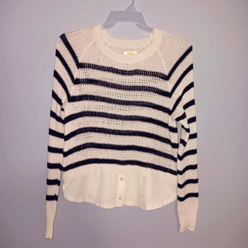 Maeve by anthropologie women's sweater size XS stripped blue and cream